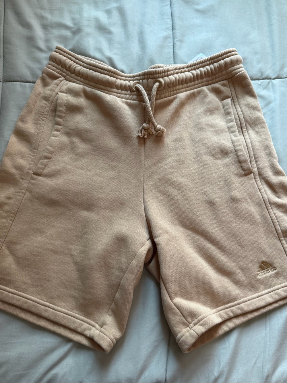 adidas Light Beige Fleece Drawstring Shorts